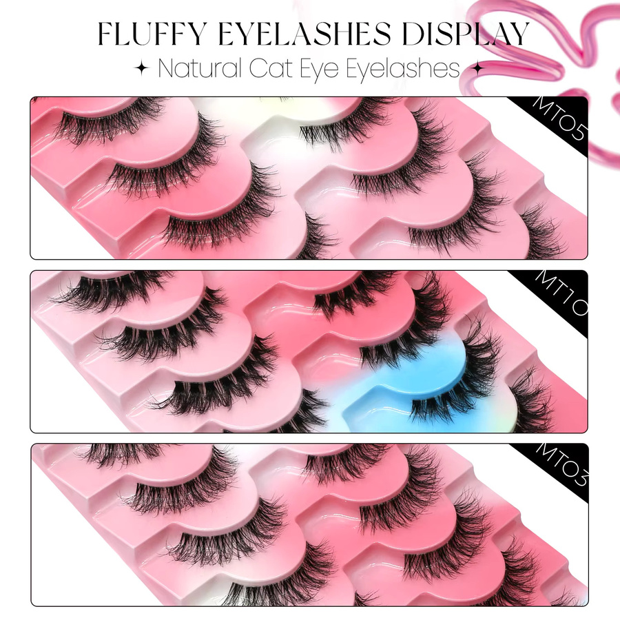 VELTRINAY Cat Eye Lashes, Wispy Natural 3D Volume, Falsche Wimpern - Bild 4