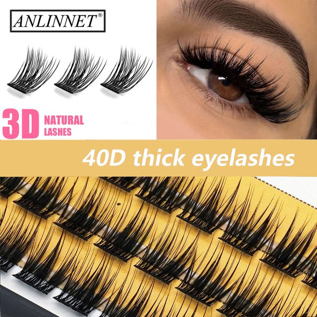 Anlinnet Wimpern Cluster, 60 Bündel, 40D-N1, Unisex - Bild 1