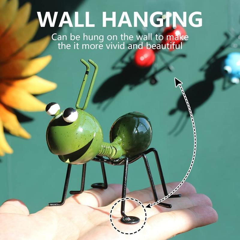 Metall Ameisen Wandkunst Skulpturen im pastoralen Stil für Garten und Wohnzimmer, Set aus 3 bis 4 Stück in Rot, Gelb, Blau und Grün - Bild 2