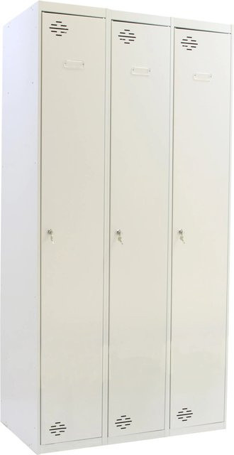 PROREGAL Spind Amego Kleiderspind mit 3 Abteilen aus Metall in Lichtgrau, H x B x T: 180 x 120 x 50 cm - Bild 1