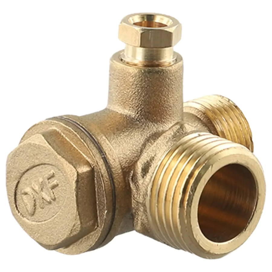 LEENKEA Luftkompressor 3-Port Rückschlagventilanschluss aus Messing in Gold mit G1/2 Außengewinde für Rohranschlüsse und Kolbenpumpen - Bild 2