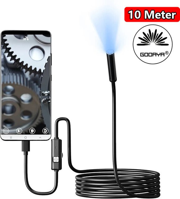 SNQP Endoskopkamera mit Typ-C Anschluss, 7,0 mm flexible Inspektion, IP67 wasserdicht, 6 LEDs, Schwarz, kompatibel mit Android und PC - Bild 1