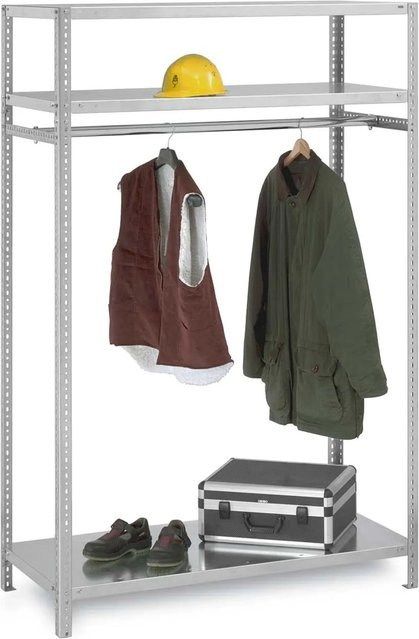 PROREGAL Garderobenregal mit Schraubsystem Grundregal in Lichtgrau, H x B x T: 200 x 130 x 60 cm, Fachlast 100 kg - Bild 1