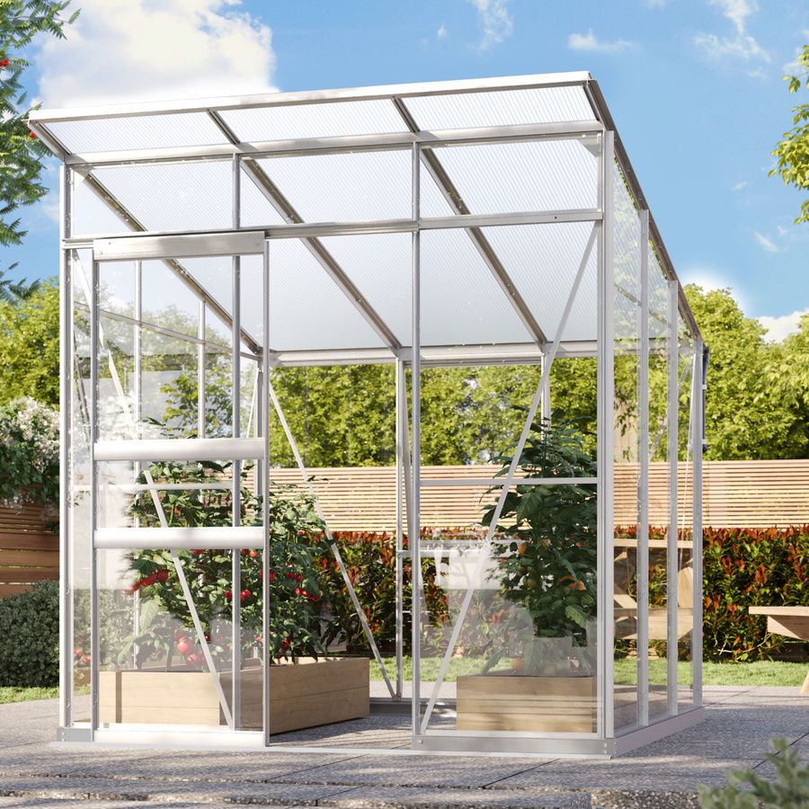 Vitavia Gewächshaus Fokus 4450 freistehend mit Pultdach und Stahlfundamentrahmen, aluminium eloxiert, 3,7 m² - Bild 3