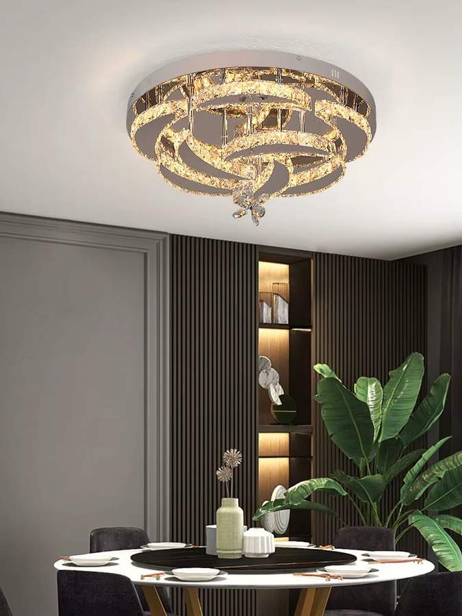 VETRULUS Luxus K9 Kristall Kronleuchter Moderne LED Deckenlampe als dimmbarer Anhänger für Wohnzimmer und Esszimmer in Transparent mit warmweißem Licht - Bild 5