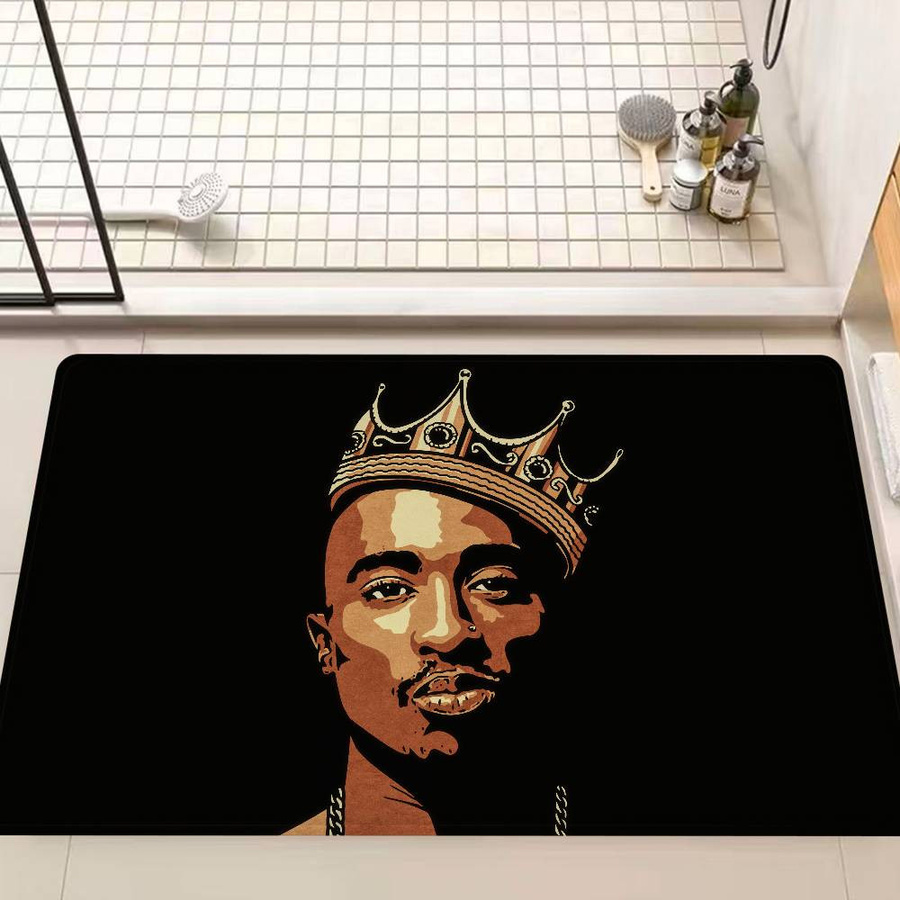 Rutschfeste Küchenmatte Miniso mit Tupac Shakur Print, Schwarz, B/T: 60 x 40 cm - Bild 4