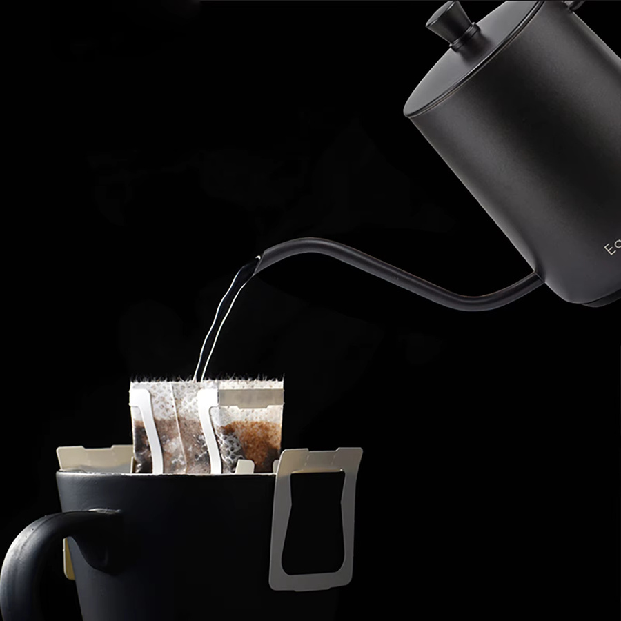 Easyworkz Gooseneck Pour-Over Kaffeekanne aus Edelstahl mit langem schmalem Ausguss, 900 ml, Silber/Schwarz - Bild 3