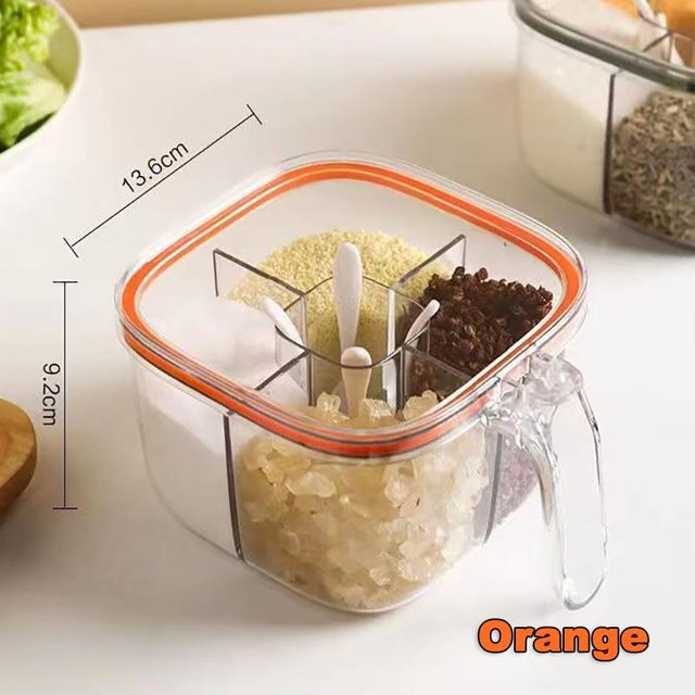 Yiran Furniture Gewürzbox aus Glas mit 4/5 Fächern und transparentem Deckel zur Aufbewahrung von Salz und Gewürzen in der Küche - Bild 1