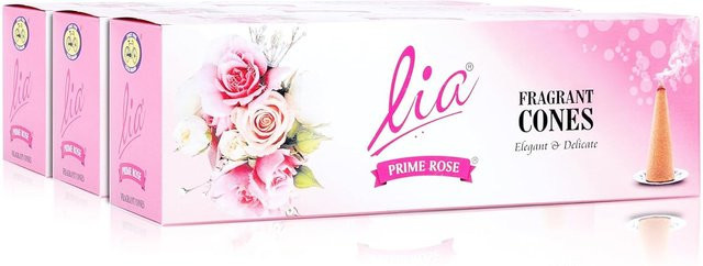 Cycle Pure Lia Prime Rosen-Räucherkegel, 3er-Pack mit Halter, Farbe: Pink, Duftrichtung: Floral, 64 Kegel pro Packung - Bild 1