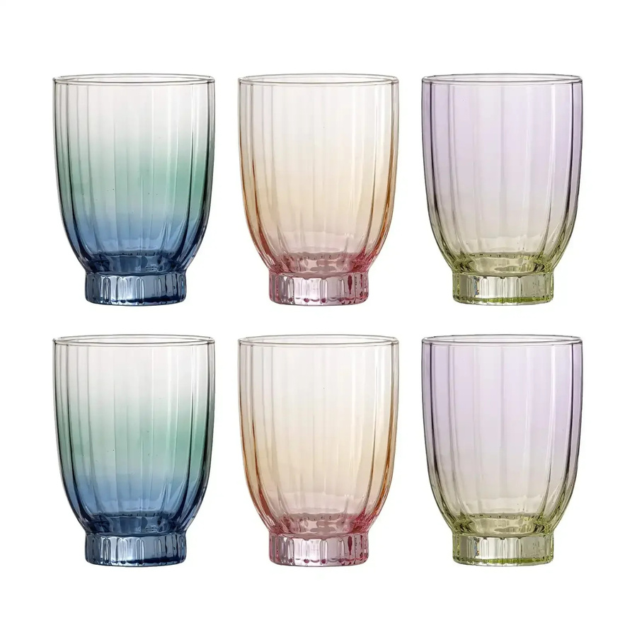 Bloomingville Nicoline Trinkglas Set aus Glas, mehrfarbig, 6 Stück - Bild 1