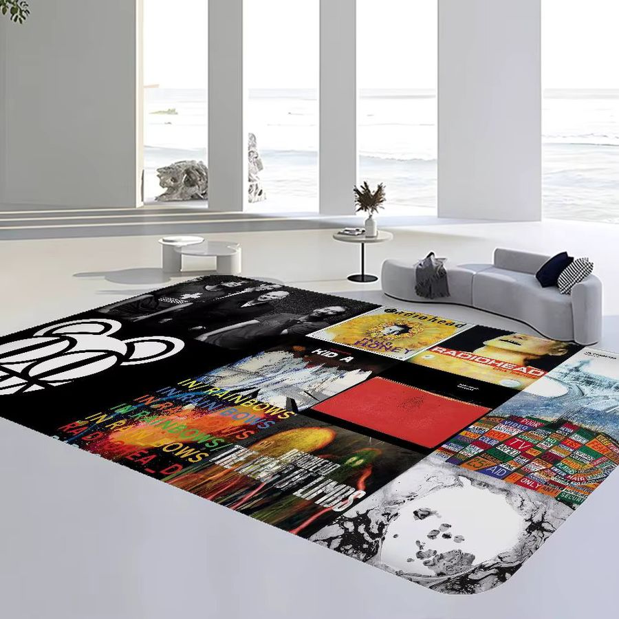 Potdemiel Radioheads Musik-Kunst-Bodenmatte in Multicolor, rutschfester Retro-Teppich für Wohnzimmer und Küche - Bild 4