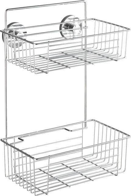 Wenko Vacuum-Loc Wandregal Bari aus Chrom in Silber, B/H: 26 x 38 cm - Bild 1