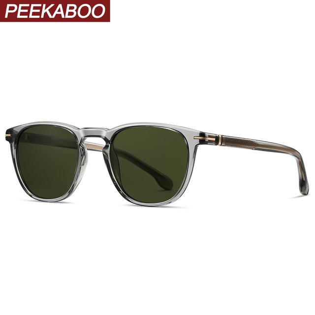 Peekaboo TR90 Sonnenbrille, Rund, Vollrand, Schwarz, Grau, Herren - Bild 1