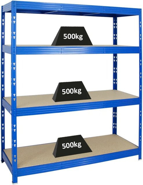 PROREGAL Profi Schwerlastregal Rhino mit 4 verstellbaren Spanplatten-Ebenen, Blau, H x B x T: 180 x 160 x 60 cm - Bild 1