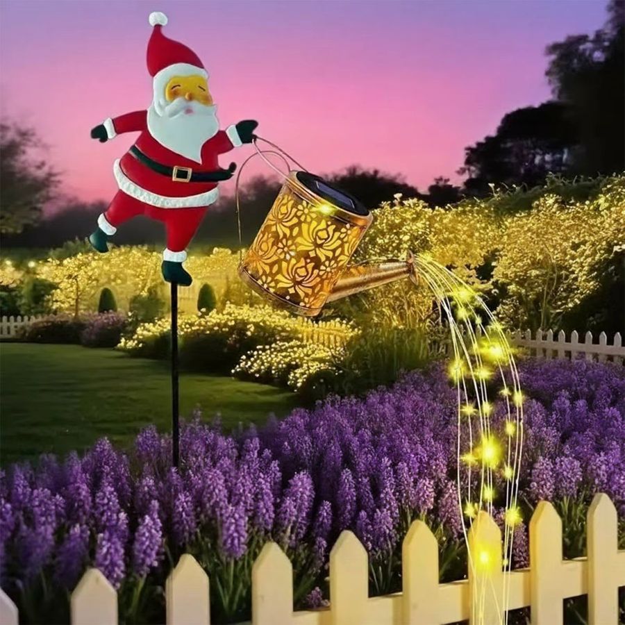 Alloet Solar-Weihnachtsmann Gießkanne mit LED-Licht zur Weihnachtsbeleuchtung für Garten und Außenbereich - Bild 3