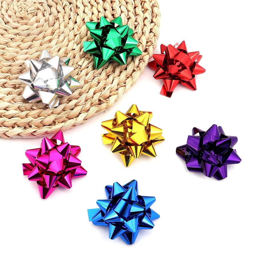 Mehrfarbige Sternschleifen aus Kunststoff für Geschenkverpackungen, Weihnachten, Partys und Hochzeiten, 10–20 Stück pro Set - Bild 4