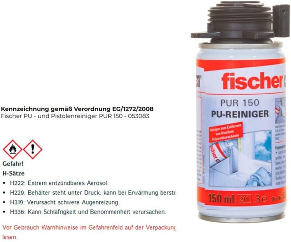 fischer PUR 150 PU- und Pistolenreiniger, 150 ml - Bild 2