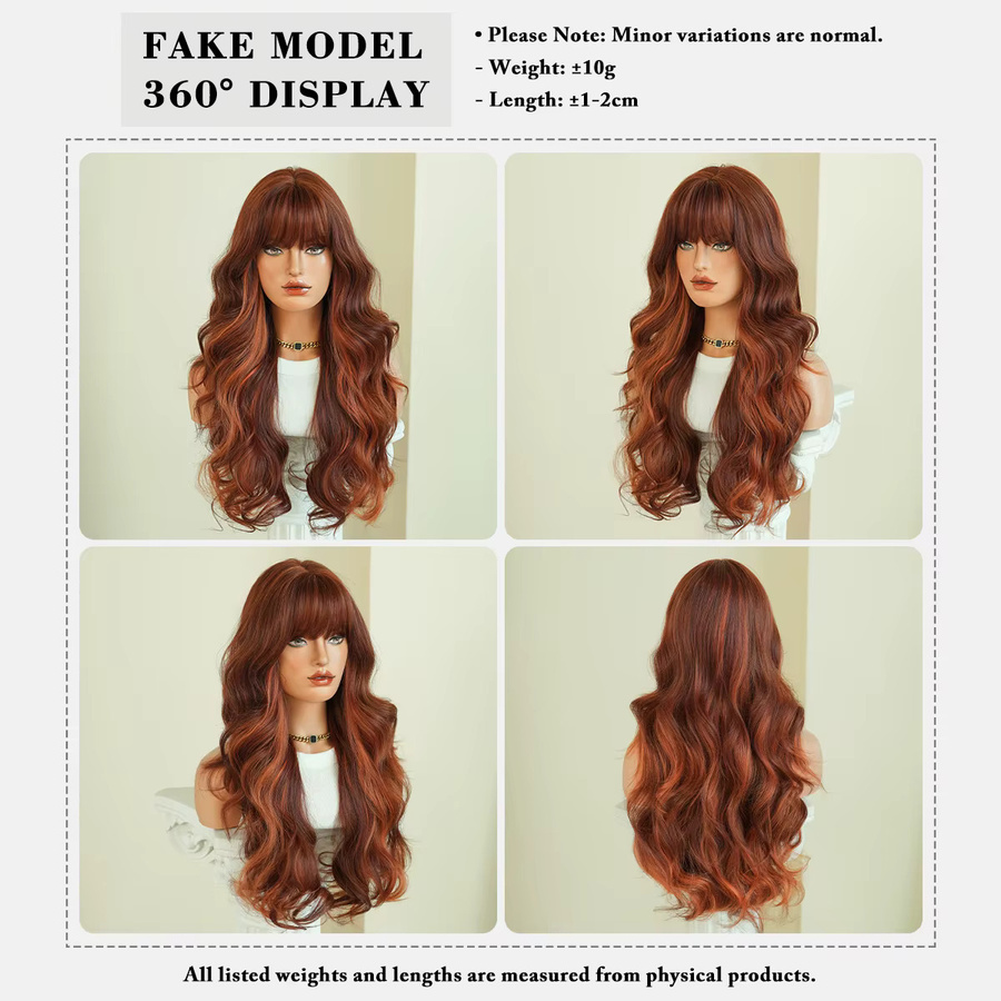 7JHH WIGS Perücke, Lange Wasserwellen, Orange, Damen - Bild 4