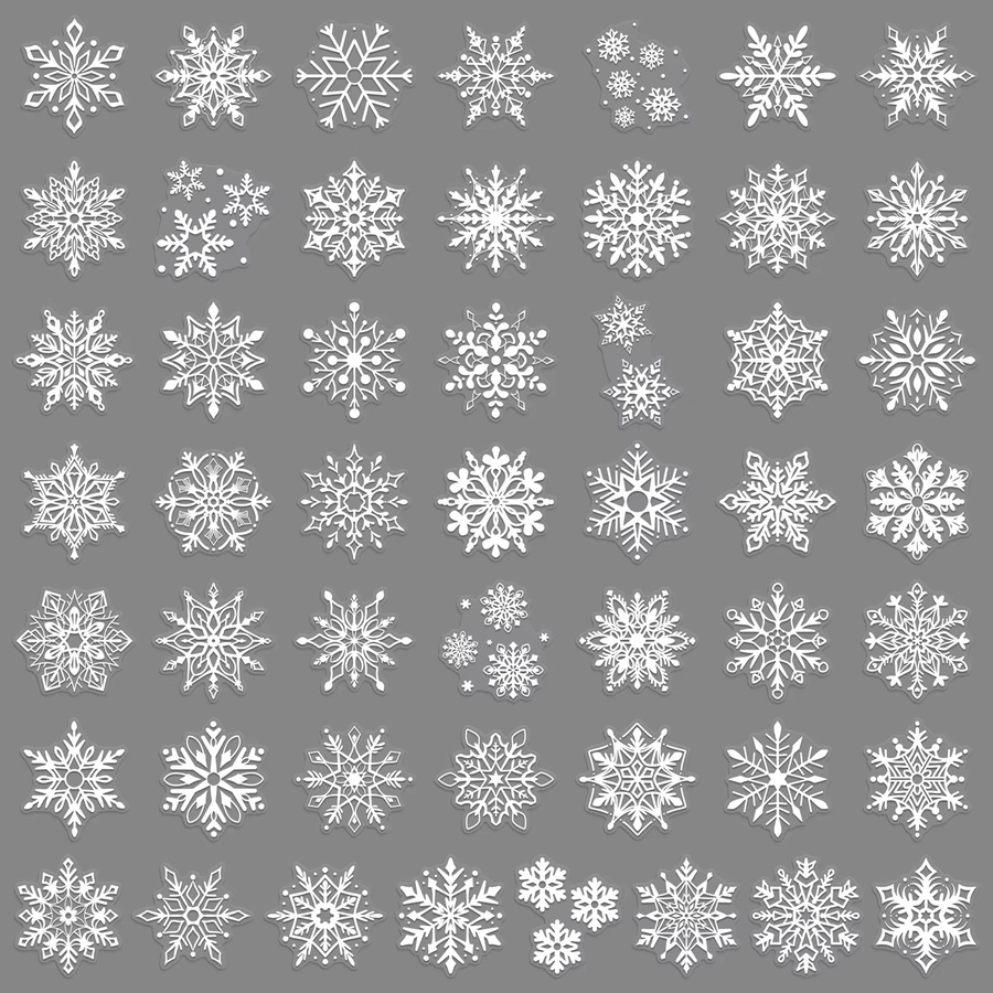 TIANMENG Cartoon Schneeflocke Aufkleber, transparent, 50-teiliges Set - Bild 3