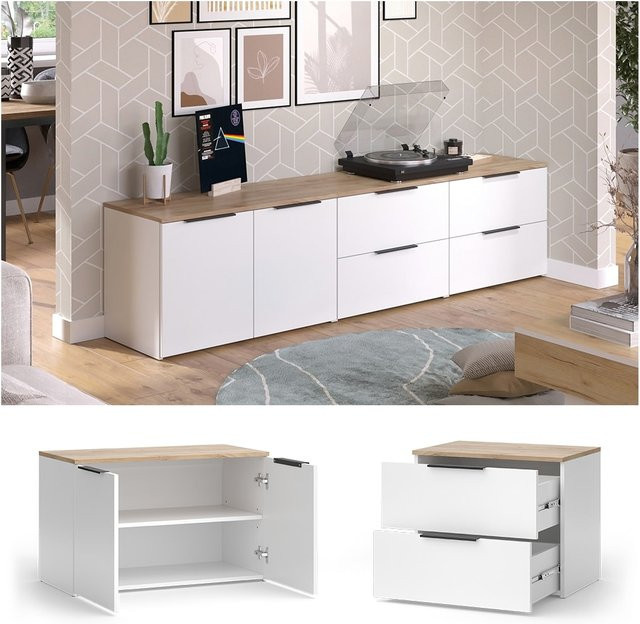 Vicco Wohnwand Wido in Weiß und Eiche, 3-teiliges Set für dein Wohnzimmer - Bild 1
