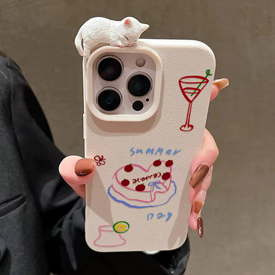Stoßfeste 3D-Katzen-Cartoon Schutzhülle für dein Apple iPhone 15 und iPhone 14 - Bild 3