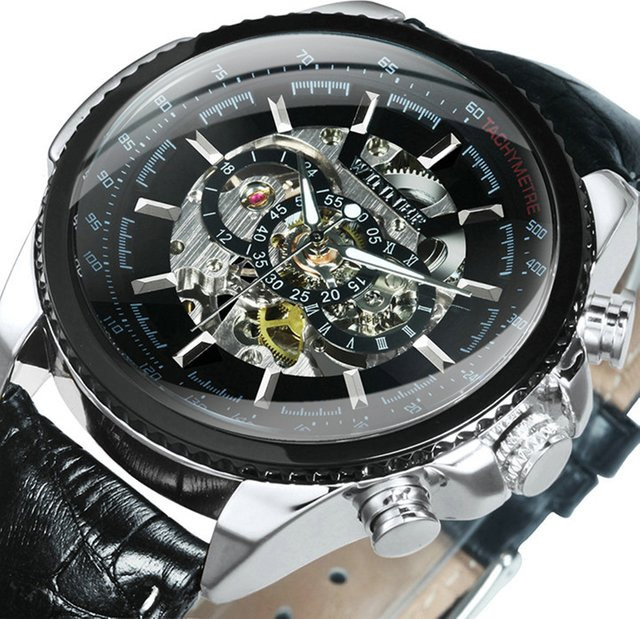 GEWINNER Armbanduhr Automatik, Leder, Schwarz, Herren - Bild 1