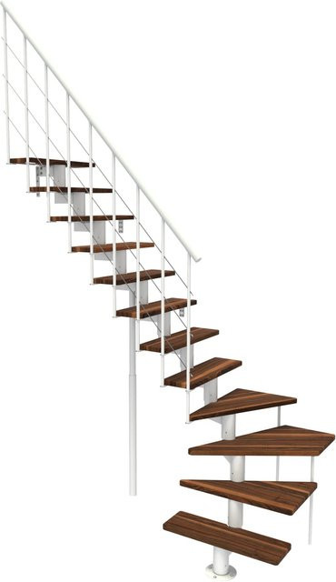 Minka Mittelholmtreppe Comfort Top Turn in Walnuss und Weiß für eine Raumhöhe bis 312 cm - Bild 1