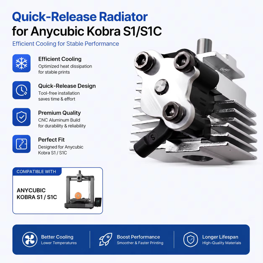Anycubic Schnellwechsel-Hotend-Kühler-Kit für Kobra S1, S1C und Combo, Austauschbares Hot-End für 3D-Drucker-Extruder, Farbe: Silber - Bild 3
