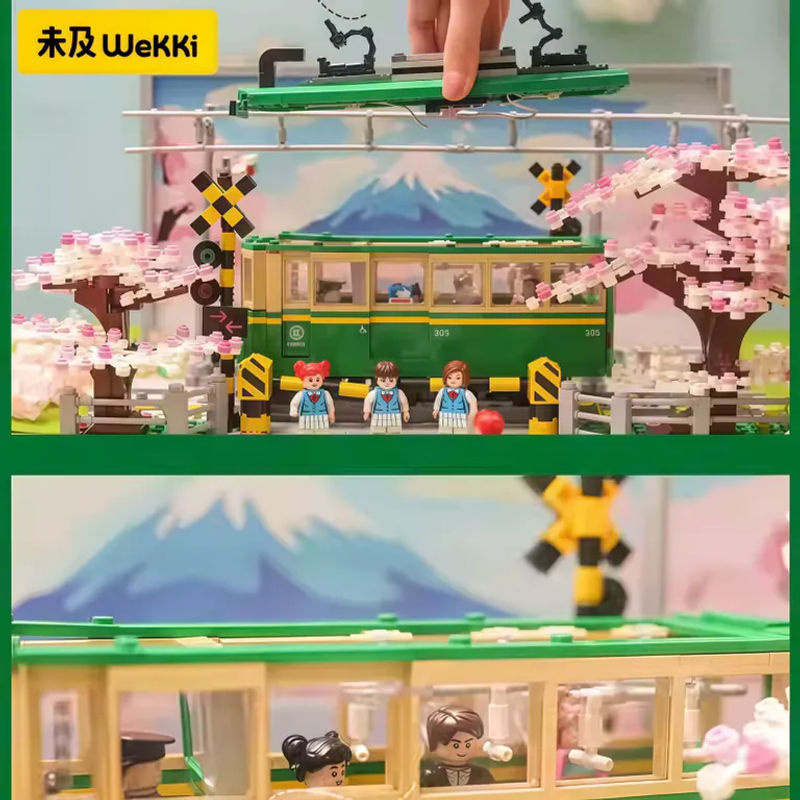 SEMBO BLOCK Kamakura Zug Montage Bausteine mit Kirschblüten-Straßenszene in Mehrfarbig als dekoratives Modell aus Kunststoff - Bild 4