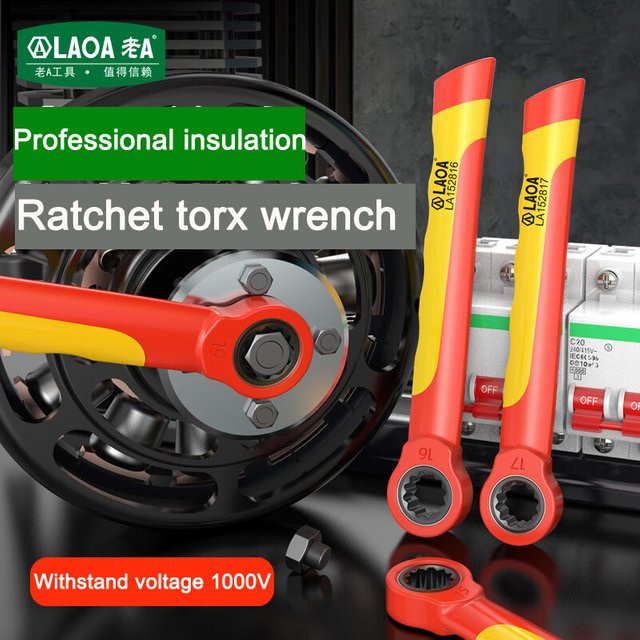 LAOA isolierter Ratschenschlüsselsatz für Elektriker in Rot, 1000 V Spannungsfestigkeit, Spezialwerkzeug für Auto-Reparaturen - Bild 1