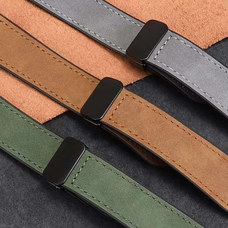 Uhrenarmband Leder, Silikon, Schwarz, Unisex, 22mm - Bild 3