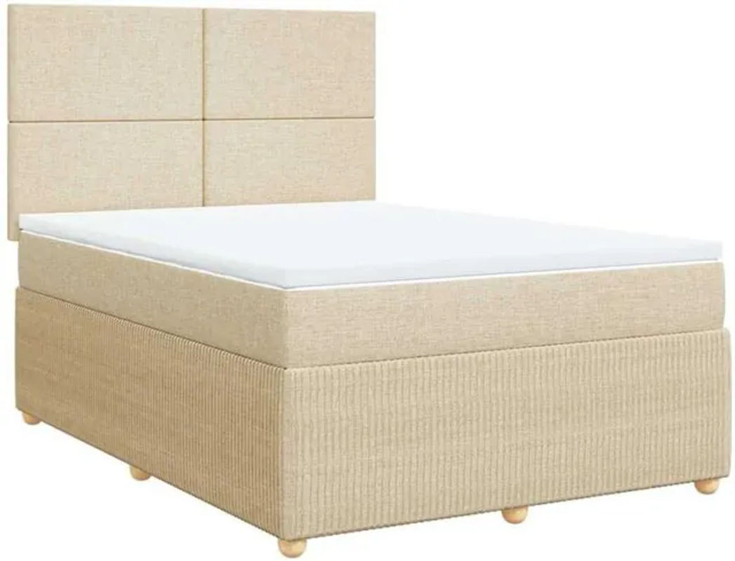 vidaxl Boxspringbett mit Matratze in Beige und Creme aus Stoff und Holzwerkstoff, B/T/H: 160 x 200 x 140,5 cm - Bild 1