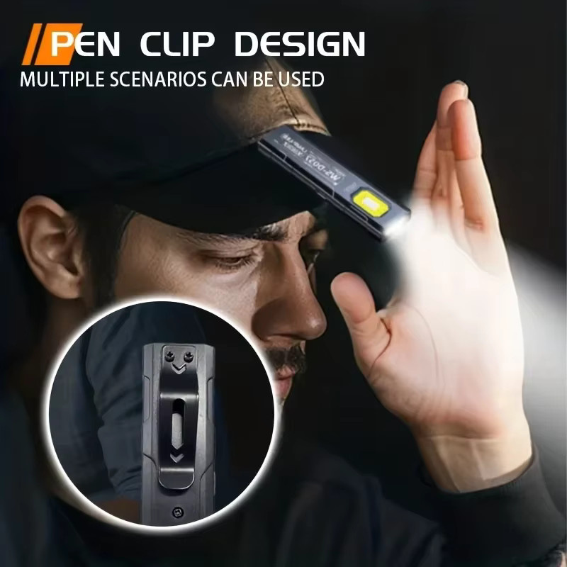 Heinast Mini-LED-Taschenlampe in Schwarz mit USB-Ladefunktion, Magnet und Stiftclip für Notfall, Arbeit und Camping - Bild 4