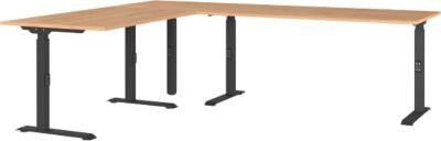 Eckschreibtisch Agenda Home mechanisch höhenverstellbar in Grandson-Eiche und Schwarz, B: 240 cm, T: 200 cm, H: 68-91 cm - Bild 1