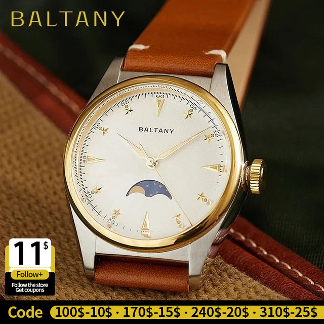 Baltany Armbanduhr, Quarz, Edelstahl, Mondphase, 36 mm, Herren - Bild 1