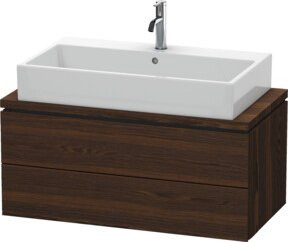 Duravit Waschtischunterschrank Compact L-Cube in Nussbaum gebürstet mit 2 Schubladen, Breite: 92 cm, Tiefe: 47,7 cm, Höhe: 40 cm - Bild 1