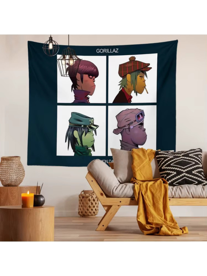 VIKAMA Gorillaz Demon Days Wandteppich mit Zeichentrickfiguren, Mehrfarbig, B: 60 cm, H: 40 cm - Bild 5