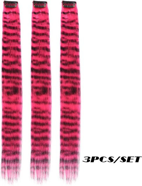 MARKET-1 Clip-in Haarverlängerungen, 3 Stück Set, Gestreift, Bunt, Synthetisch, 18inches, Unisex - Bild 1