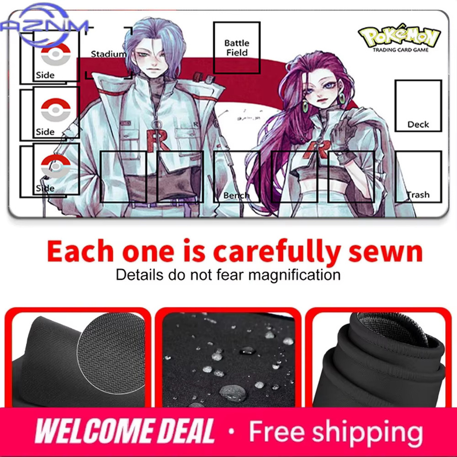 Potdemiel Spielmatte im Anime-Stil mit Team Rocket Jessie und James, rutschfeste Gaming-Mausunterlage, Mehrfarbig - Bild 4