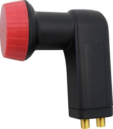 MegaSat Diavolo Twin-LNB mit 2 Teilnehmern, 40mm Feedaufnahme und vergoldeten Anschlüssen, Schwarz-Rot - Bild 1