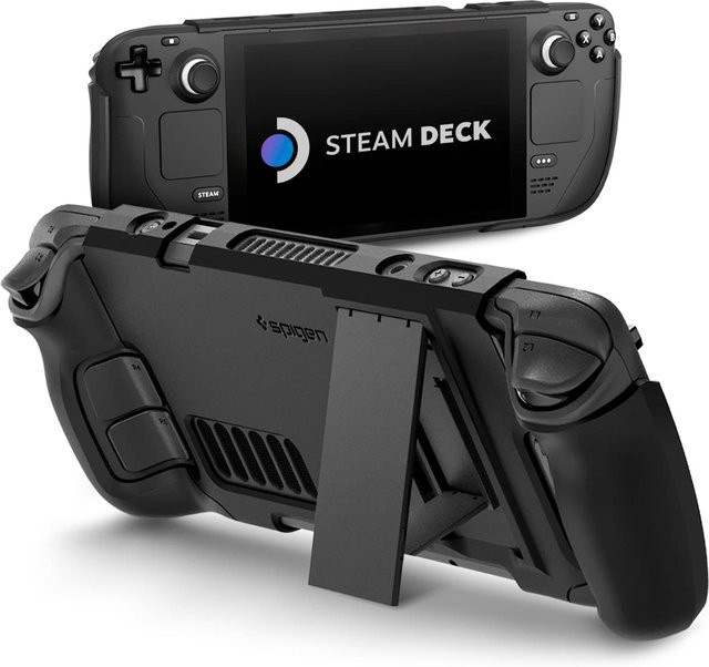 Spigen Steam Deck Hülle mit integriertem Ständer für Steam Deck LCD (2022) und Steam Deck OLED (2023), stoßfest und stoßabsorbierend, Schwarz - Bild 1