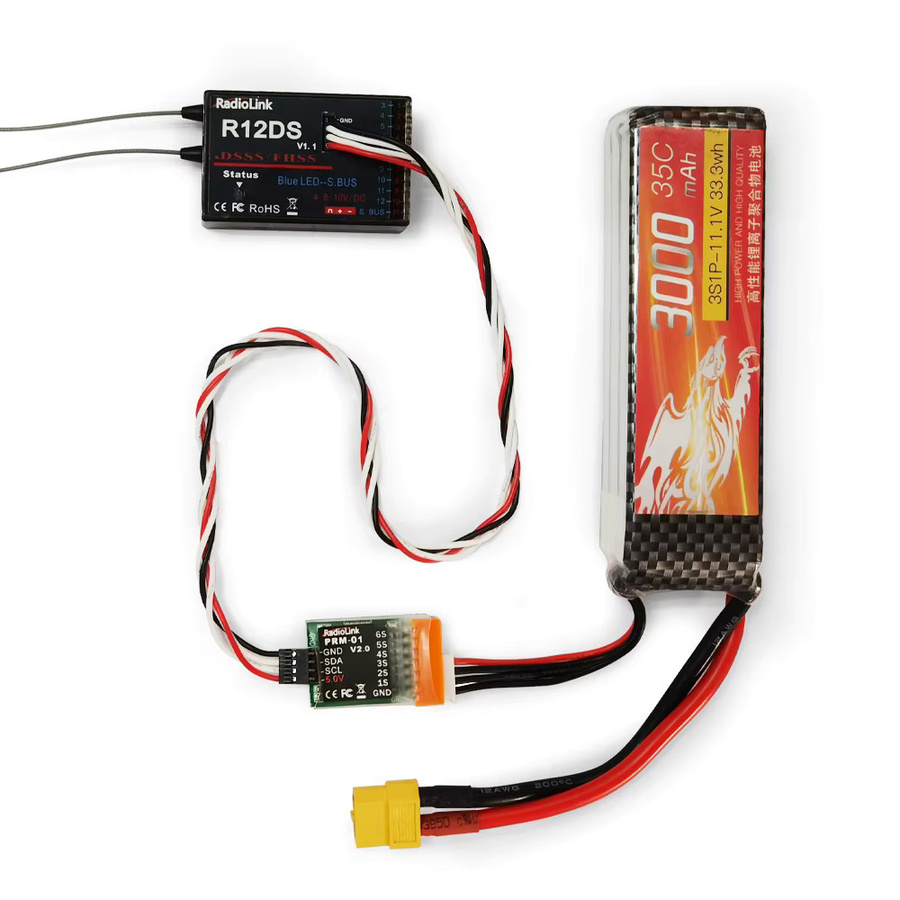 Radiolink PRM-01 Telemetrie Modul zur Flugzeug Batterie Spannungsanzeige kompatibel mit AT9S, AT9S Pro und AT10II sowie R9DS und R12DS - Bild 3