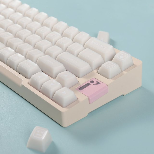 FSWHBY Double Shot PBT Tastenkappen im Profil Marmor Design, 142 Stück, Milchweiß, durchscheinend, für MX Schalter und Gamer Tastaturen - Bild 1