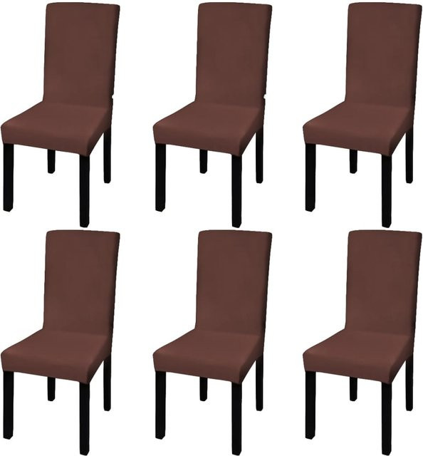 6er Set vidaXL Stretch-Stuhlhussen für Esszimmerstühle in Braun - Bild 1