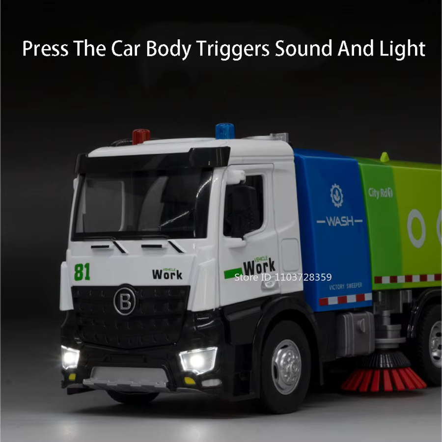 YBC YIBAICHENG Stadt Sprinkler Fahrzeug, Modell, 1:24, Metall, mit Licht und Sound - Bild 4