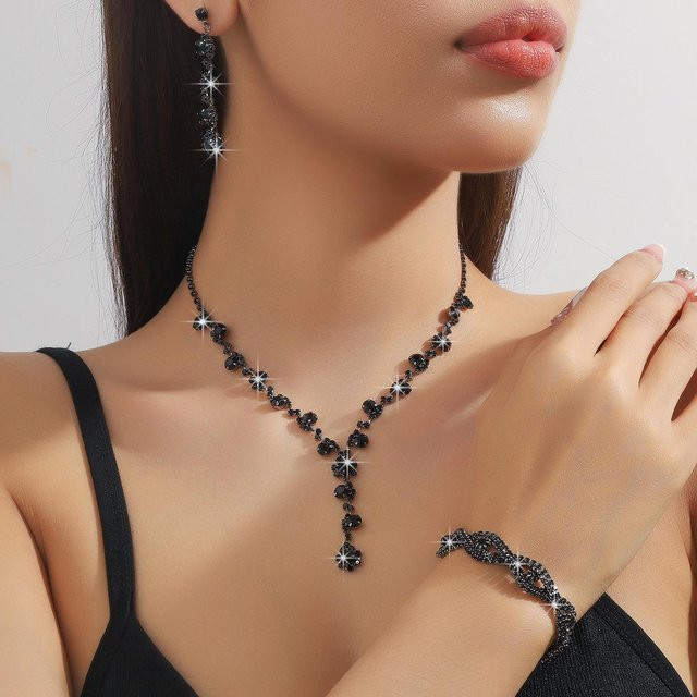 Lucky Star Jewelry Schmuck-Set, Kupfer, Zirkonia, Damen, Schwarz - Bild 1