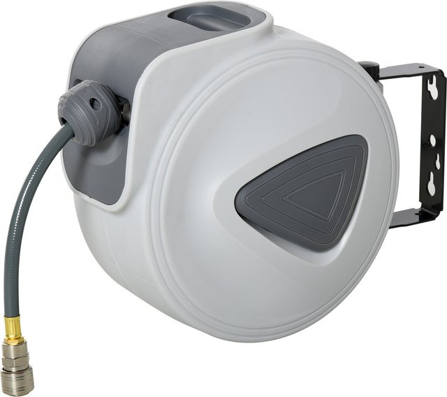 HOMCOM Automatischer Druckluft-Schlauchaufroller Grau, Wandmontage, 15 m Schlauchlänge, Ø innen 3/8 Zoll und 1/4 Zoll BSPT - Bild 1