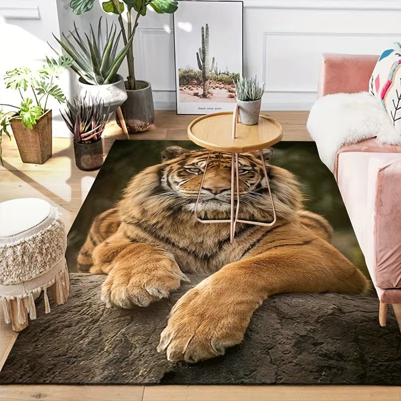 VIKAMA Teppich mit Tiger-Muster in Multicolour, weiche Flanell-Bodenmatte für Wohnzimmer und Schlafzimmer, B/T: 160 x 120 cm - Bild 4