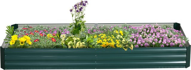 Outsunny Hochbeet aus Stahl für Garten und Balkon, wetterfest und langlebig, B/T/H: 241 x 90,5 x 30 cm - Bild 1