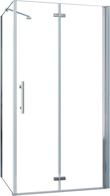 AICA Eckdusche Duschkabine mit Falttür aus ESG-Glas, Transparent, B/T/H: 90 x 70 x 185 cm - Bild 1